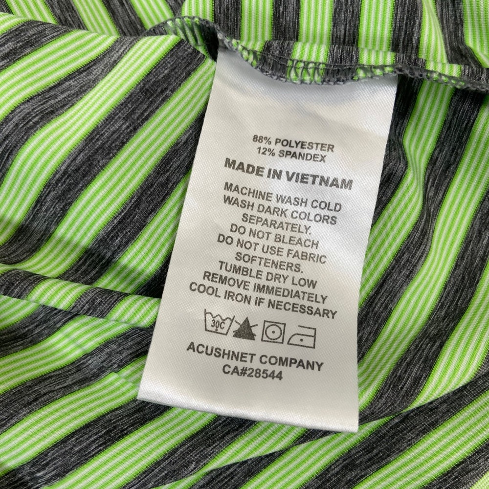 FootJoy Mens XXL Lime Green Gray Striped Golf Polo Shirt Stretch Business Casual - Picture 5 of 8